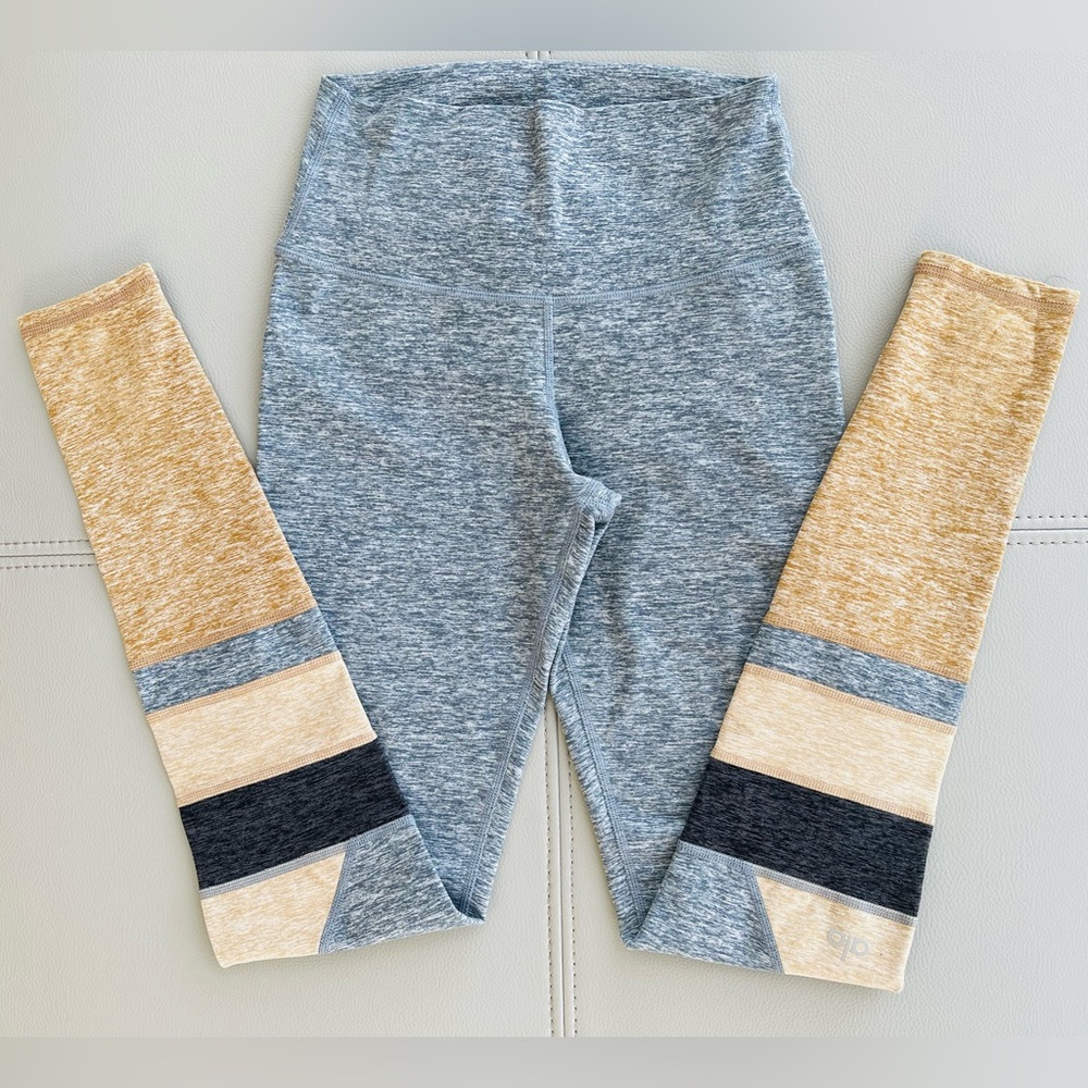 NWOT ALO Yoga Alosoft 2-Piece SET MED Bra Top + XXS Legging in Blue-Gray Heather - Picture 13 of 16